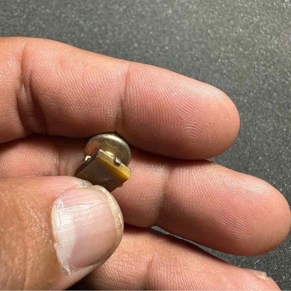Vintage Swank Squared Tiger Eye Men's Tie Tack, Clip, Pin Gold Tone - Picture 6 of 9